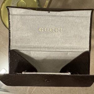 Gucci Gray Glasses Holder with Gold Accents